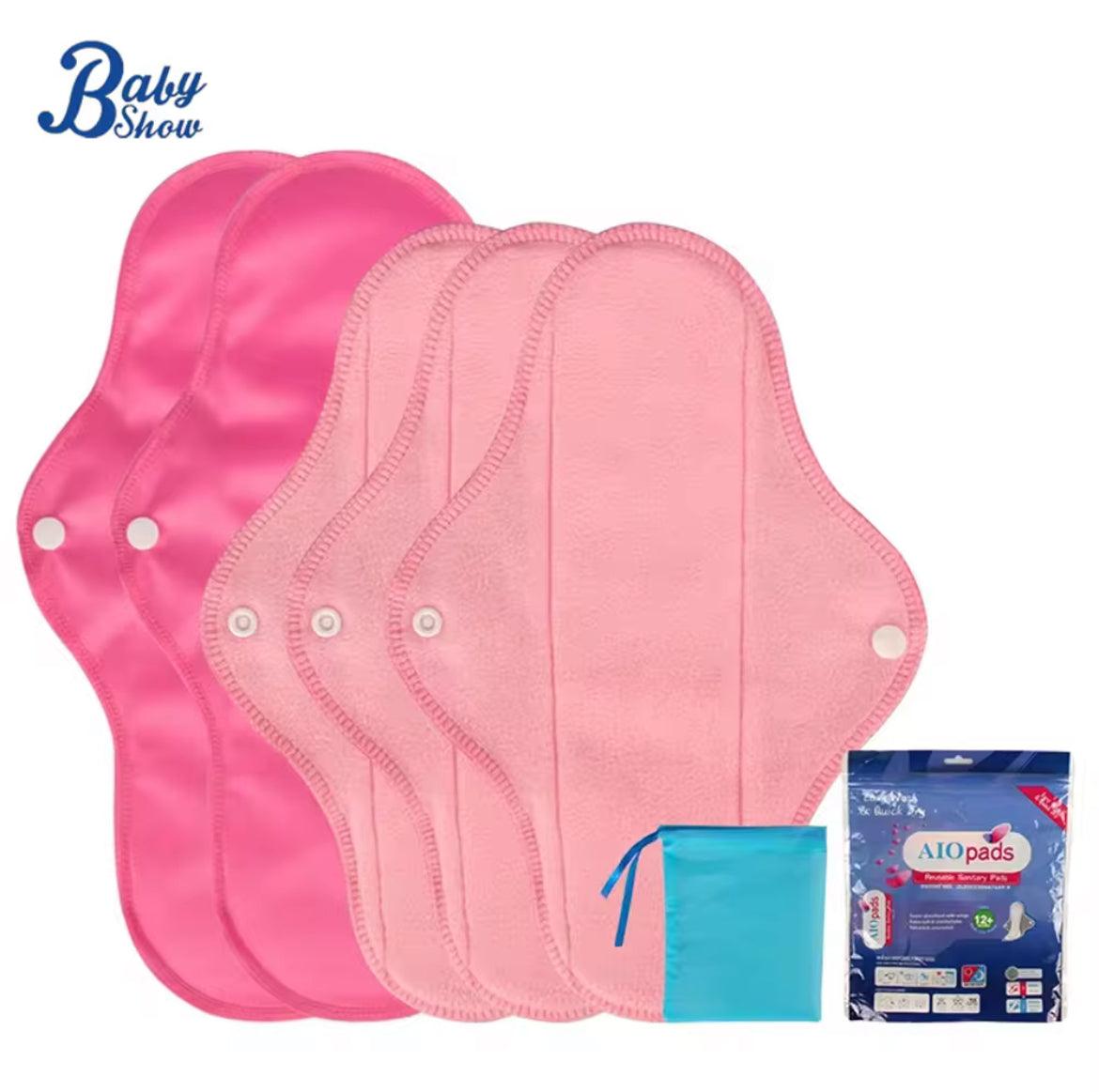 Photo 2 — AIOpads – Serviettes Hygiéniques Lavables Réutilisables | Pack de 5 + Pochette